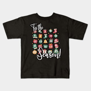 Tis The Season Advent Calendar, Pjs Calendar Countdown Kids T-Shirt